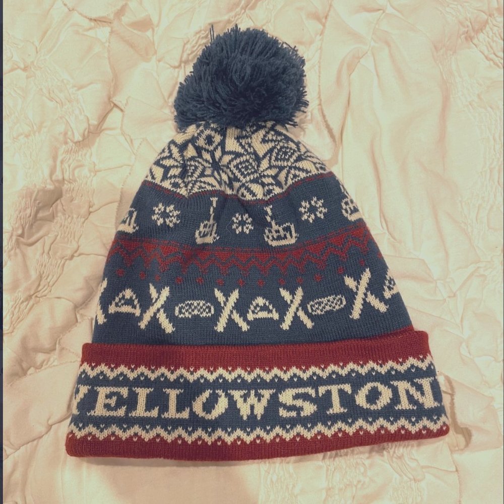 Yellowstone Club Vintage Retro Ski Style Pom Pom Hat Unisex